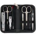 3 Swords Germany – brand quality 8 piece manicure pedicure grooming kit set for professional nail care with genuine leather case black - Made in Germany