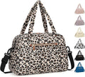 Travel Duffle Bag,Puffer Carry On Duffel Bag with Laptop Compartment Waterproof Overnight Weekender Bags for Women Large Hospital Tote Bags for Labor and Delivery(Medium,Leopard)