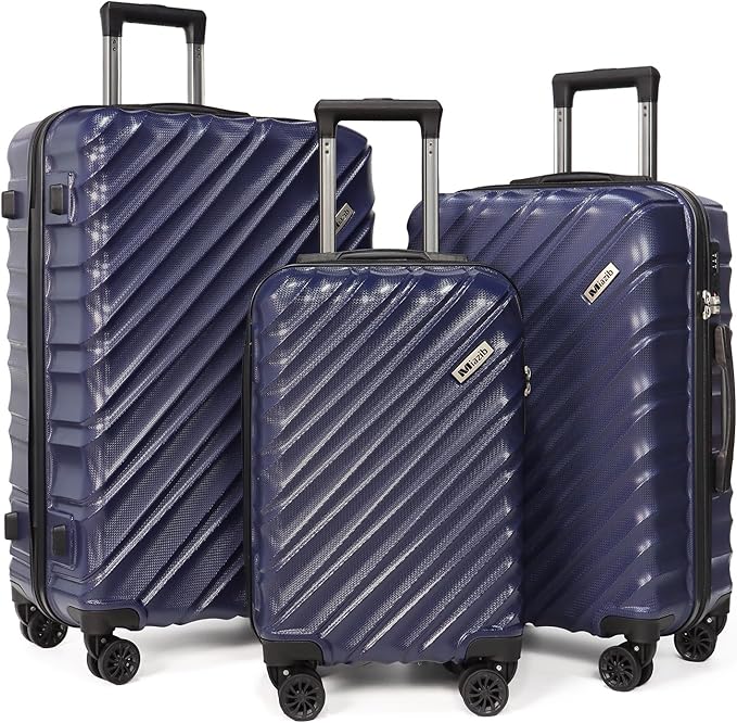 Luggage Sets Suitcases with Wheels Suitcase set Hardshell Luggage sets Clearance Luggage sets with TSA Lock 20/24/28 Inch Luggage Lightweight Suitcases with Wheels (Navy Blue)