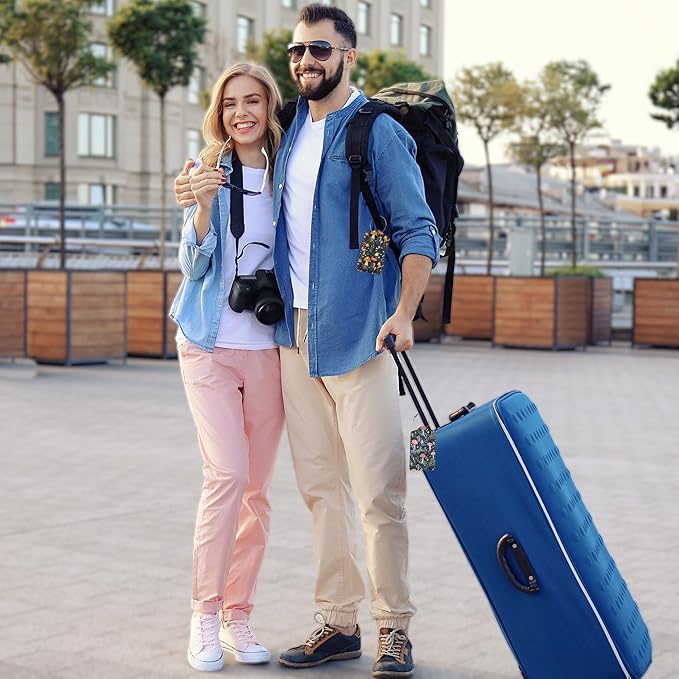 Retro Mushrooms Luggage Tags, 2 Pack Travel Cruise Tags for Suitcases,Cute Identifiers with Privacy Flap, Baggage Tags for Women Men Handbag