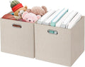 Foldable Storage Bins,13×13 Storage Cubes Basket Containers for Shelf Cabinet Bookcase Boxes,Thick Fabric Drawers - Set of 2, Beige