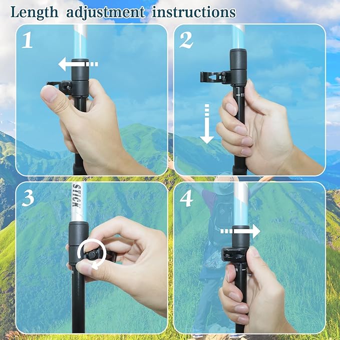 Trekking Poles - Lightweight, Collapsible, Adjustable Hiking Poles with Quick Flip Lock, 7075 Aluminum, Natural Cork Grip, Anti Shock Walking Sticks for All Terrain, Men and Women, 2 Pack