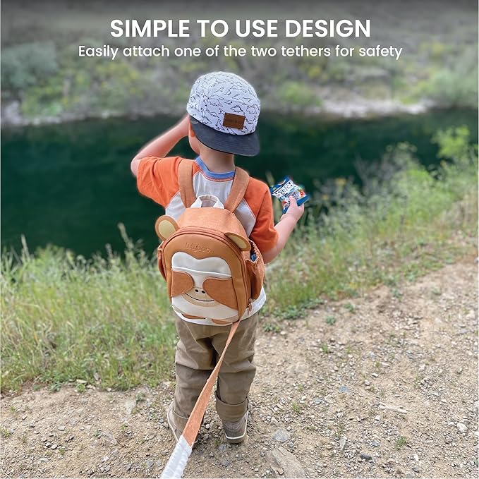 Lulyboo Toddler Harness Backpack with Detachable Leash, 5 Pockets & Insulated Lunch Bag - Safe & Stylish Kids Backpack for 1-7 Years, Animal Themed, Lightweight, Durable Travel & Outdoor Safety Gear