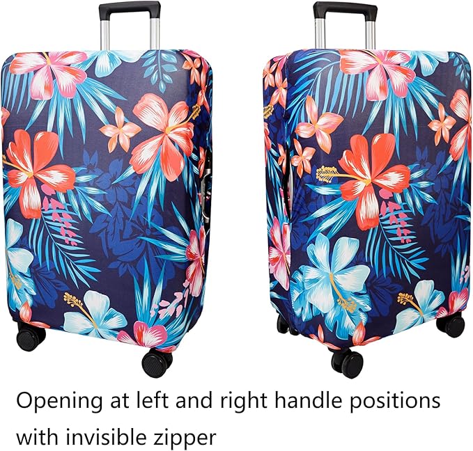 WUJIAONIAO Travel Luggage Cover Baggage Suitcase Cover Protector Skins 18-32 Inch (Flower, M (for 22-24 inch luggage))