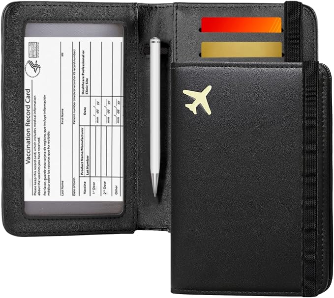 ZOPPEN Passport Holder Wallet, Passport Cover Travel Wallet Women Travel Essentials Accessories Document Organizer Travel Must Haves Rfid Blocking Cover Case for Women and Men, Black