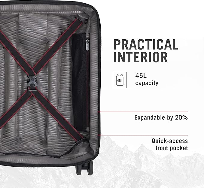 Victorinox Spectra 3.0 Frequent Flyer Plus Carry-On - Modern Hardside Carry-On Luggage - Rolling Suitcase with Spinner Wheels - Holds Travel Accessories - 45 Liters, Black