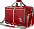 Bago Foldable Duffel Bags for Traveling Women & Men - 40L Sports Packable Duffle Bag for Travel with Shoe Compartment - Water Repellant, Heavy Duty, Lightweight Folding & Collapsible (Red)
