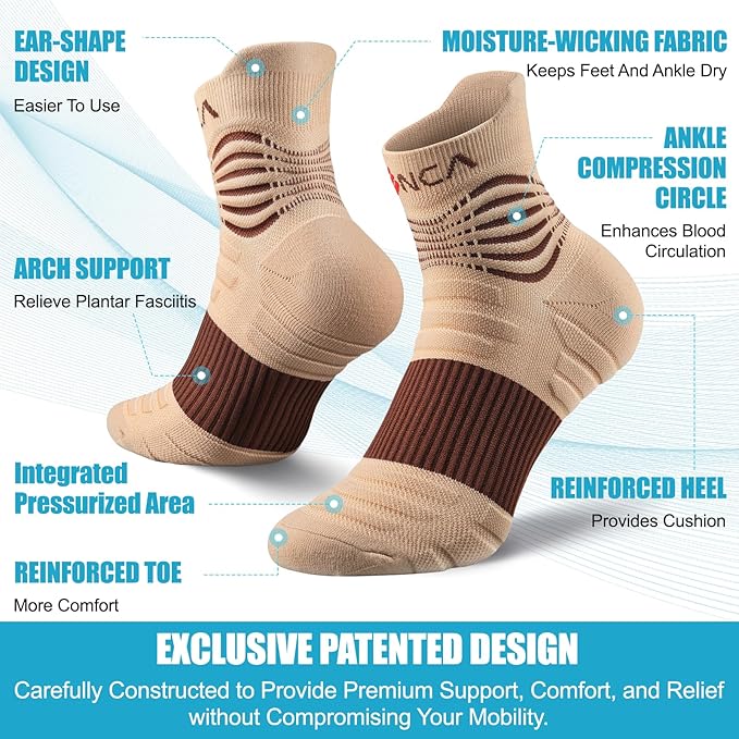 NEENCA Professional Compression Socks, Medical Athletic Ankle Socks for Injury Recovery & Pain Relief, Sports Protection, Circulation —1 Pair, 20-30 mmhg