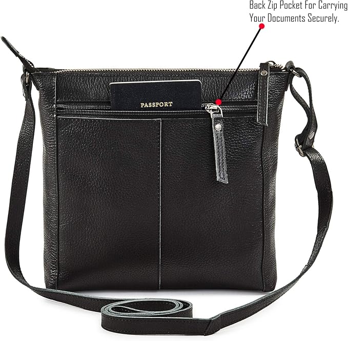 Small Soft Genuine Leather Crossbody Purse Women’s Sling Crossover Shoulder Travel Handbag with Triple Zipper
