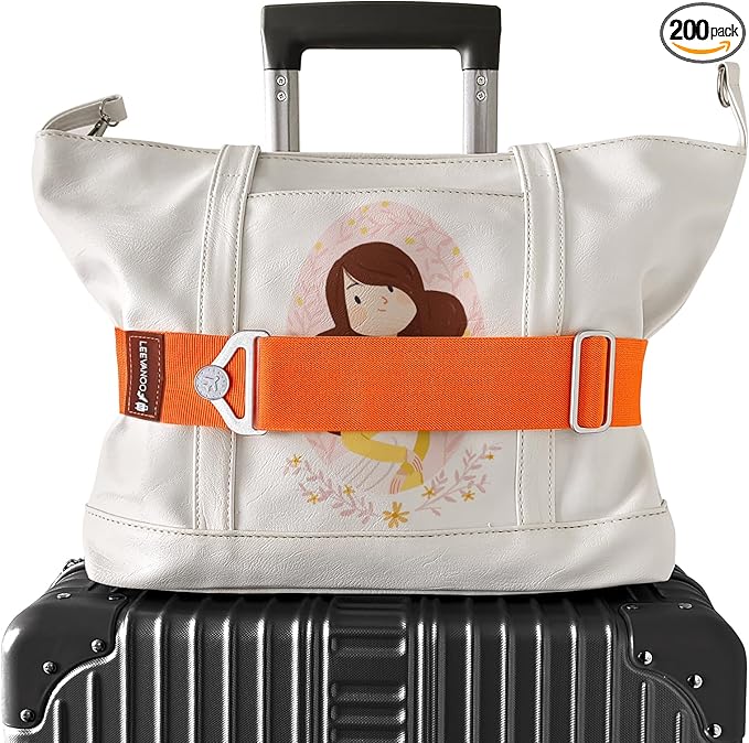 Luggage Straps for Suitcases Add a Bag Luggage Strap,2-in-1 Travel Belt for Luggage Straps Travel Belt Over Handle for Carry On Bag Adjustable Suitcase Belts Airport Travel Accessories Orange