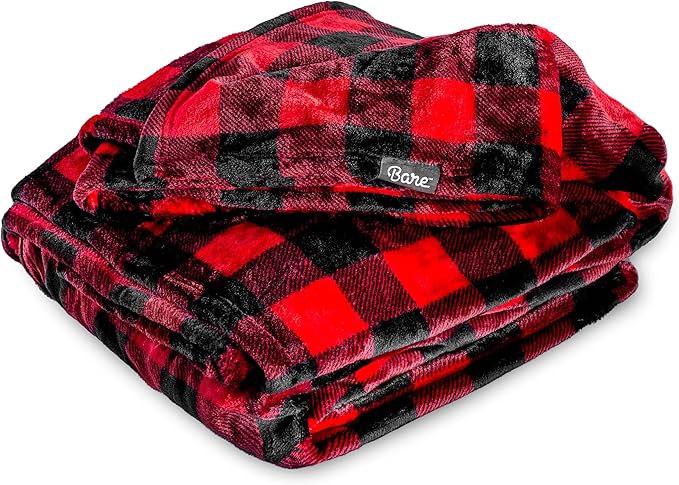Bare Home Fleece Blanket - Full/Queen - Ultra-Soft Lightweight for Bed, Sofa, and Couch - Luxury Microplush - Cozy Warm Blanket (Full/Queen, Buffalo Plaid - Red/Black)