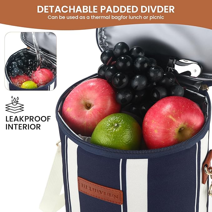 2-Bottle Insulated Wine Carrier Tote - Leakproof Padded 900D Oxford Wine Cooler Bag for Travel, Picnics, Beach & Parties - Ideal Wine Gift for Wine Lovers