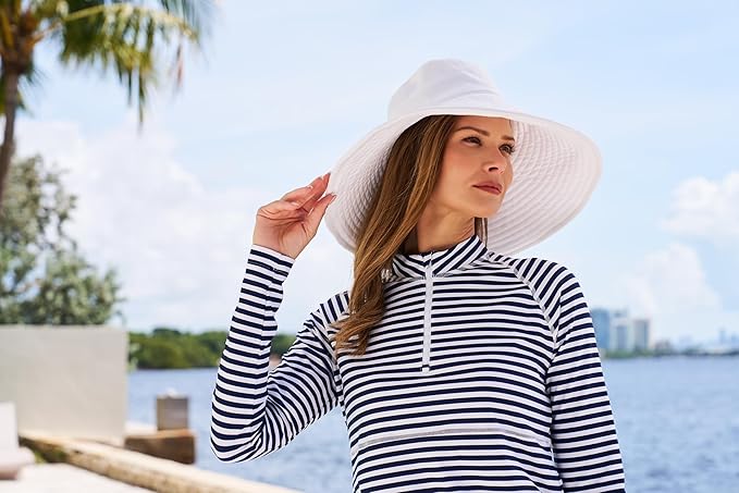 Coolibar UPF 50+ Women's Brittany Beach Hat - Sun Protective White