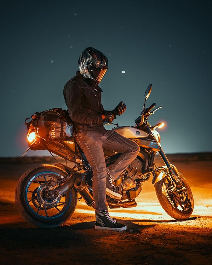 IRON JIA'S Motorcycle Dry Bag - Waterproof Duffle & Luggage Tail Bag Saddle Bags with Roll Top Closure, Shoulder Straps, Inner Pocket and Mesh Pocket (Carbon Fiber, 50L)