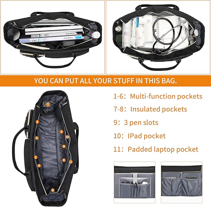 Laptop Tote Bag, Middle Size Computer Messenger Teacher Bag with 15.6'' Padded Laptop Sleeve