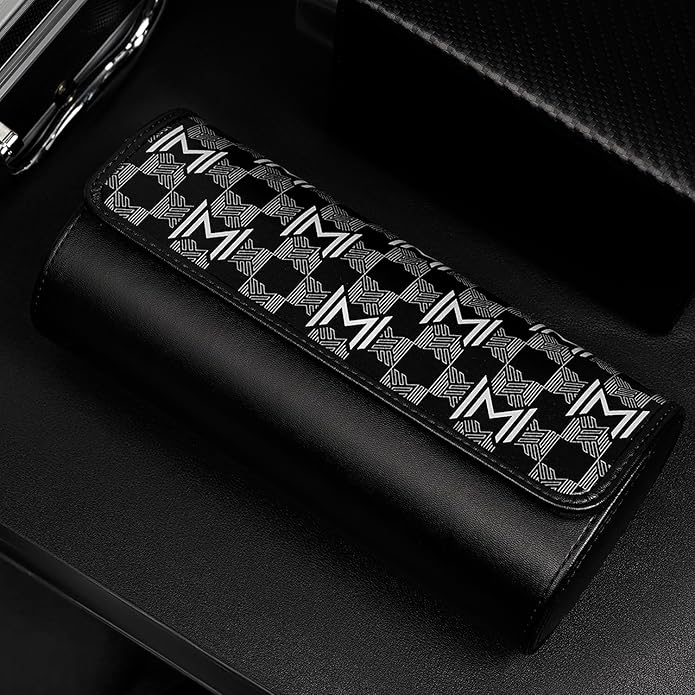 MOZSLY Watch Roll Travel Case 3 Slots Portable Watches Box Organizer Storage Holder Pattern PU Leather