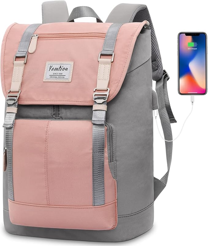 17 Inch Women Backpack School Bags for Teen Girls,College Student Bookbag Computer Backpack with USB Charging Port