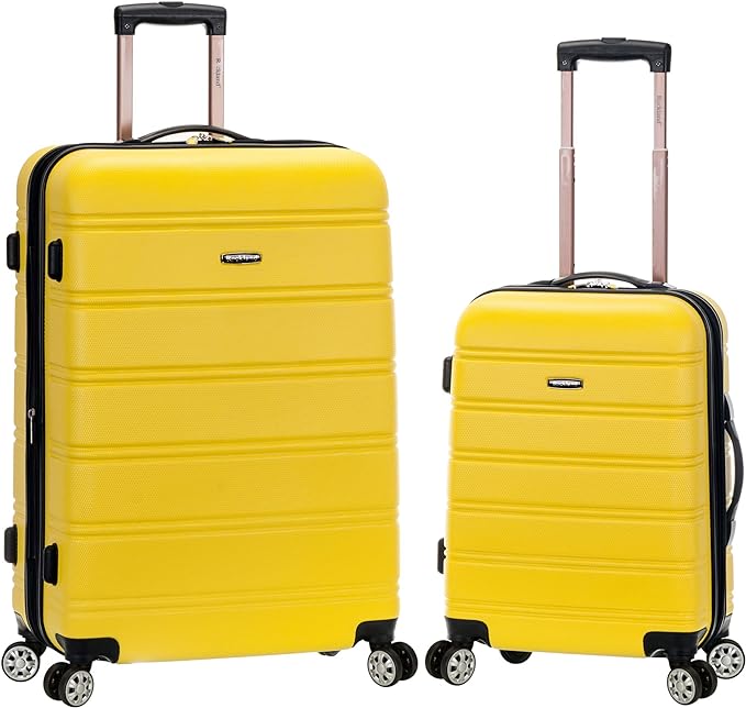 Rockland Melbourne Hardside Expandable Spinner Wheel Luggage, Yellow, 2 Piece (20/28)