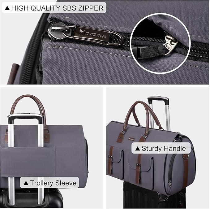 Modoker Garment Convertible Weekender Bag,Carry on Canvas Garment Duffle Bag Heavy Duty Overnight Bags for Men Women