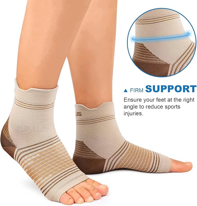 Plantar Fasciitis Sock (6 Pairs) for Men and Women, Compression Foot Sleeves with Arch and Ankle Support (Black, Nude, Navy, Medium)