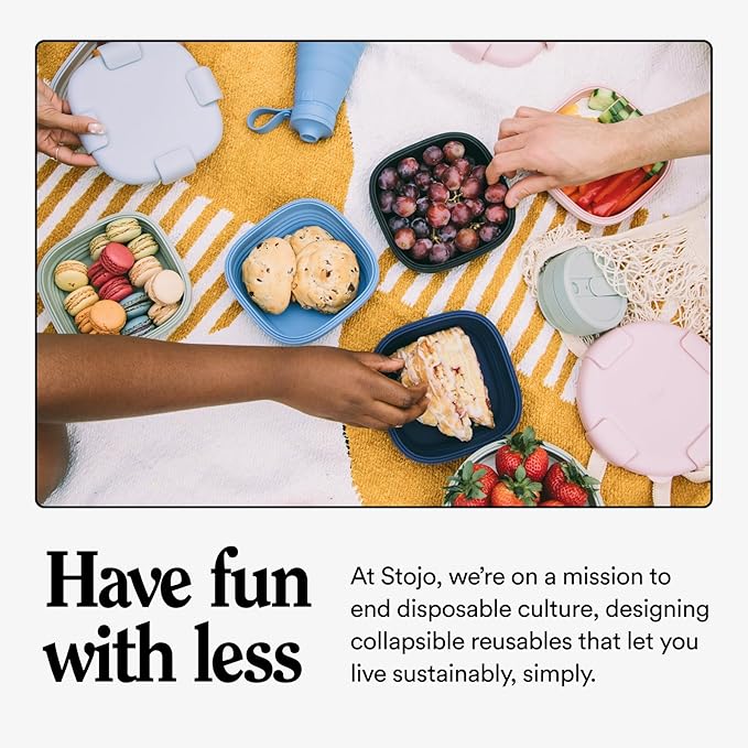 STOJO Collapsible Sandwich Box – 24oz, Reusable Food Storage Container, Silicone Bowl for Hot/Cold Food – Meal Prep, Lunch, Camping, Hiking – Dishwasher Safe (Set of 1, Translucent Oat)