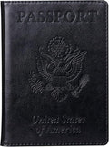 TIGARI Passport Holder for Travel Women Men, PU Leather Passport Wallet Cover Case Sleeve, Waterproof Protected Document Organizer, Family Vacation Plane Cruise Travel Essentials-Black