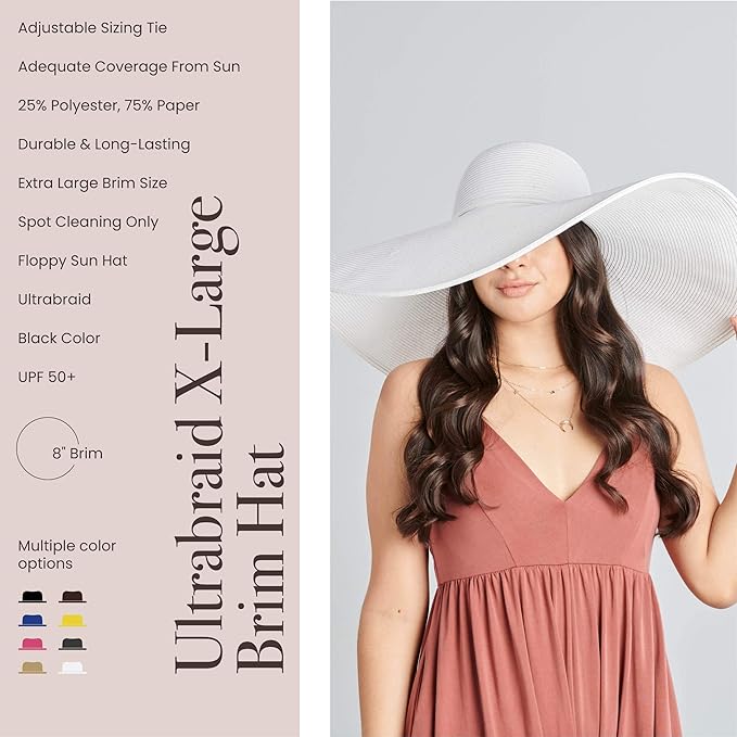 San Diego Hat Company Women's Ultrabraid X-Large Brim Hat, Adjustable Sun Hat with UPF 50+