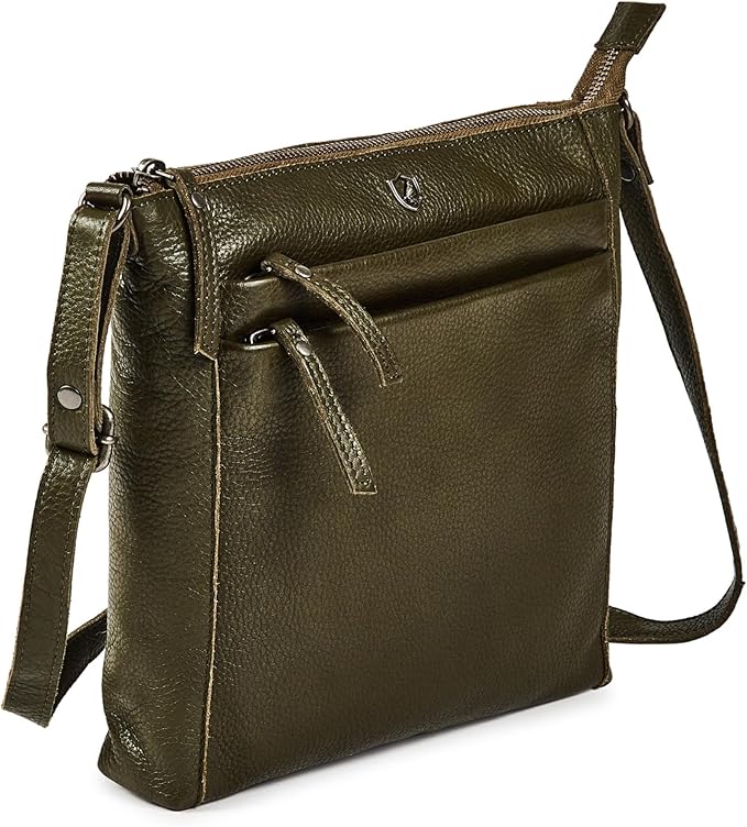 Small Soft Genuine Leather Crossbody Purse Women’s Sling Crossover Shoulder Travel Handbag with Triple Zipper