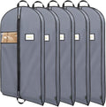 BALEINE 5PK Heavy Duty Garment Bag with Shoe Storage Travel Bag for Dresses, Suit, Coats Travel Essential (60", Grey)