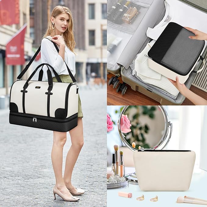 Convertible Travel Garment Bags - Carry On Garment Duffel Bag with Shoe Compartment Large Travel Garment Bag with Storage Bag Toiletry Bag 2 in 1 Hanging Suit Bag Weekender Bag for Women Men 3pcs Set