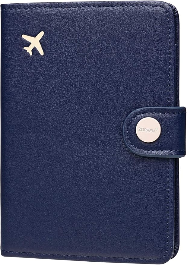 ZOPPEN Passport Holder Women Men, Passport Cover Travel Wallet Rfid Blocking Passport Wallet Cover Case Travel Essentials Document Organizer, Navy Blue