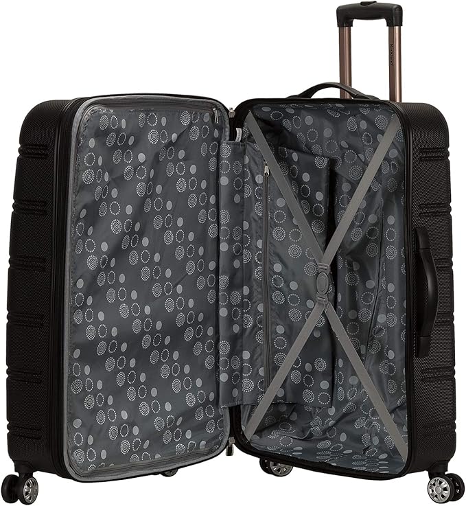 Rockland Melbourne Hardside Expandable Luggage with Spinner Wheels, Black, 2 Piece (20/28)