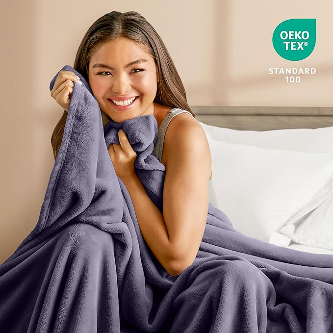 Bare Home Fleece Blanket - Full/Queen - Ultra-Soft Lightweight for Bed, Sofa, and Couch - Luxury Microplush - Cozy Warm Blanket (Full/Queen, Dusty Purple)