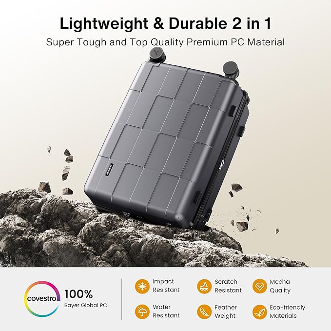 SHOWKOO Luggage Sets 2 Piece 20/28 Inch Hardside Expandable Lightweight PC Suitcase Sets with Double Spinner Wheels TSA Lock, Sliver Gray