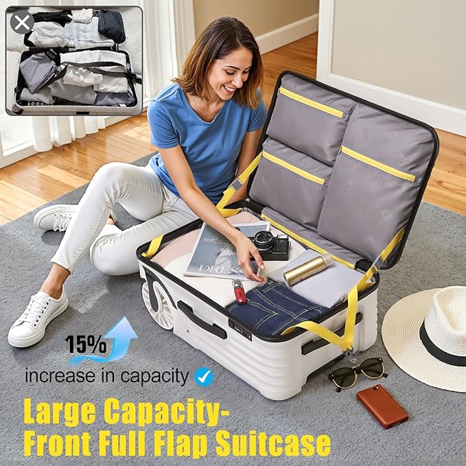 Extra Large Wheels 80L Luggage Hard Shell Suitcase Top Opening Hardside Travel Checked Luggage with TSA Lock (Black, 25-Inch)