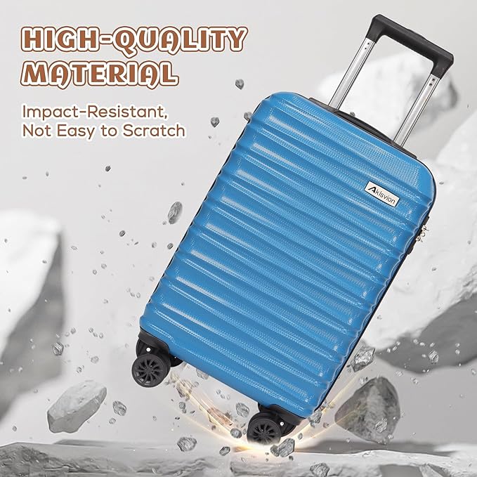 Carry on luggage 20 In suitcase with Spinner Wheels ABS & PC Hardside Luggage（Skyblue）