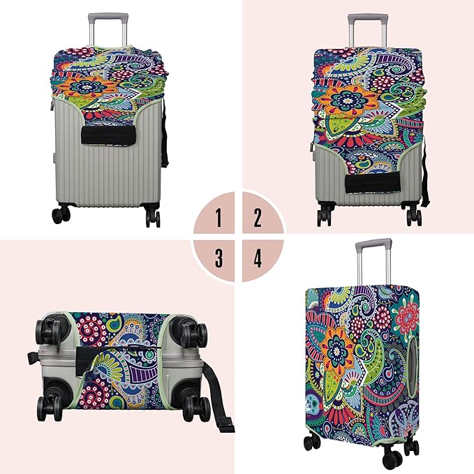 Travel Luggage Cover Suitcase Protector Fits 18-32 Inch Wheel Covers PatternedTravel Related Items Flower Luggage Protector Elastic XL