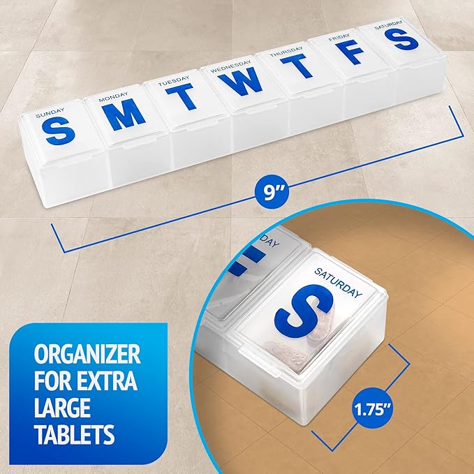 MEDca Weekly Pill Organizer, 7-Day Pill Planner Extra Large