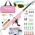 RUNCL Kids Fishing Pole - Portable Folding Fishing Rod and Reel Combo Kit with Spincast Fishing Reel, Kids Sunglasses, Tackle Box, Travel Bag, Gift for Youth