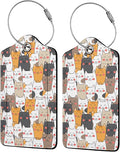 Stacked Cats Luggage Tags for Suitcases,2 Pack Luggage Tag, Leather Stainless Steel Loop Label Tag for Women Girl Travel Bag Suitcase