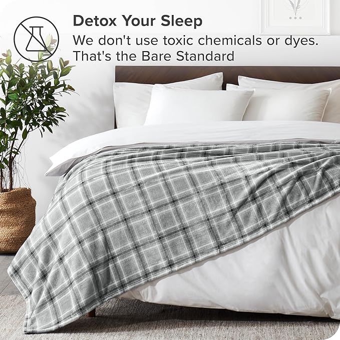 Bare Home Fleece Blanket - King Size - Ultra-Soft Lightweight for Bed, Sofa, and Couch - Luxury Microplush - Cozy Warm Blanket (King, Tartan Plaid)