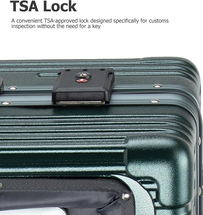 feilario 24in Aluminium Frame PC Hard Shell Spinner Wheels Luggage, Built-In TSA lock Carry on Suitcase, with Cup Holder, USB Port, Phone Holder