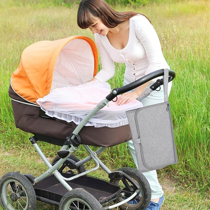 Accmor Portable Diaper Changing Pad, Waterproof Baby Changing Mat, Baby Diaper Changing Pad for Travel, Grey