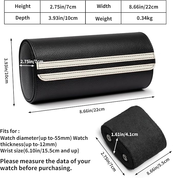 MOZSLY Watch Roll Travel Case 3 Slots Portable Box for Men and Women Watches Organizer Storage Holder PU Leather