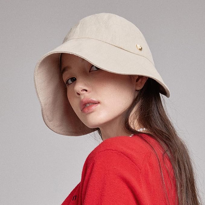 Linen Victorian Bonnet Hat Sun Cap, Foldable Summer Visor | New Katy