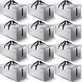 12 Pack Large Strong Moving Bags with Zippers & Carrying Handles - Water-Resistant - Heavy Duty Storage Tote for Space Saving Moving Storage, Fold Flat, Alternative to Moving Box (Silver)