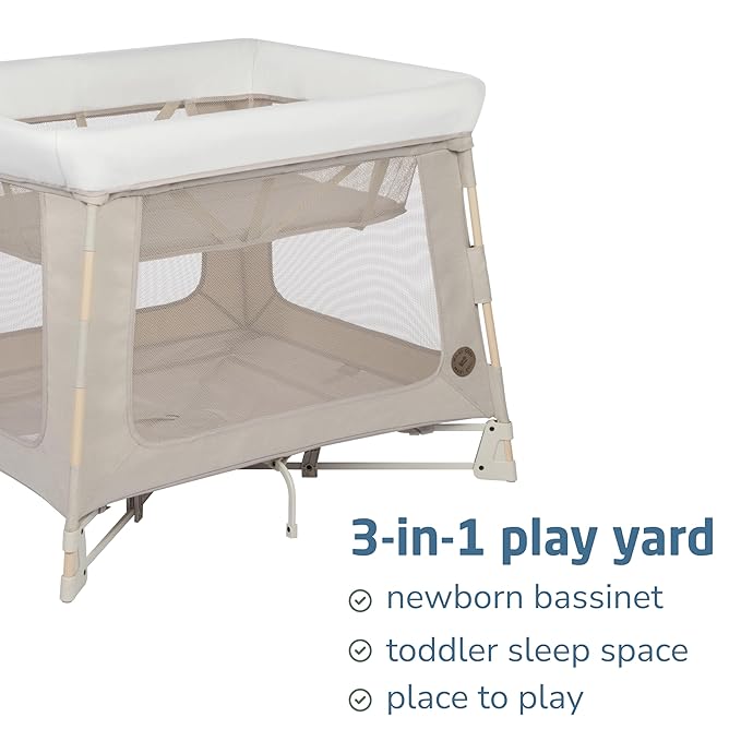 Maxi-Cosi Swift Baby Playard with Mat, Baby Playpen, Play Yard with Bassinet, Portable Playpen for Babies and Toddlers, Classic Oat