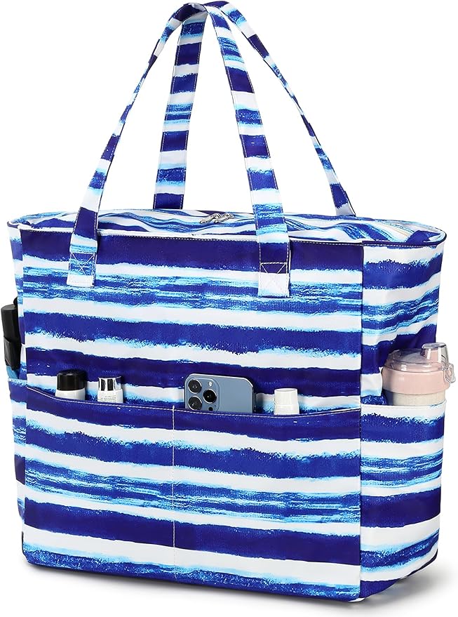 Waterproof Beach Tote Pool Bags for Women Ladies Extra Large Gym Tote Carry On Bag With Wet Compartment for Weekender Travel