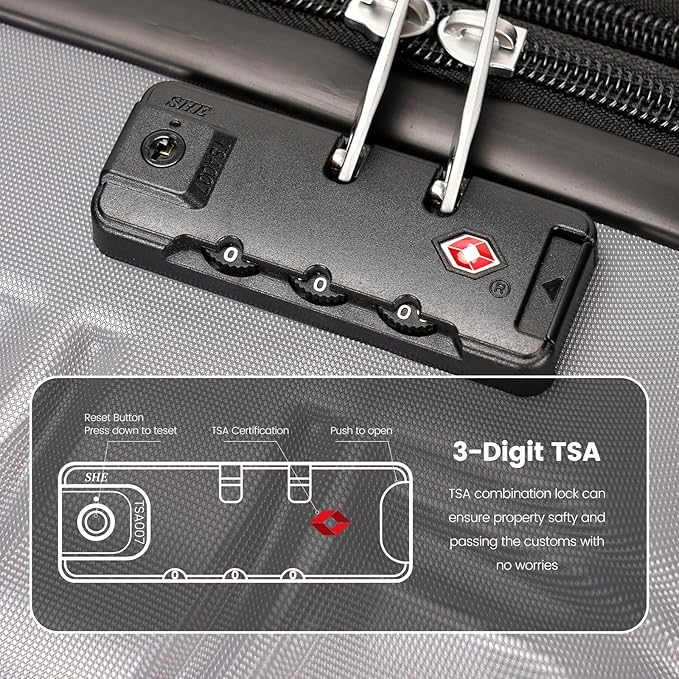 GinzaTravel Luggage Sets 3-Piece Expandable Suitcases with Wheels PC+ABS Durable Hardside Luggage sets TSA lock (3-Piece Set(20"/25"/29"), Dark Gray)
