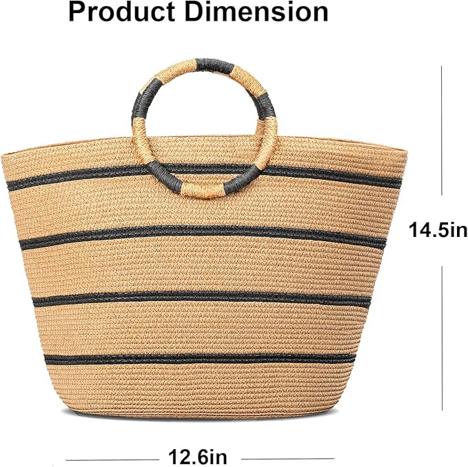 Beach Bags for Women Straw Tote Bag Summer Beach Bag Large Woven Straw Tote for Vacation Holiday